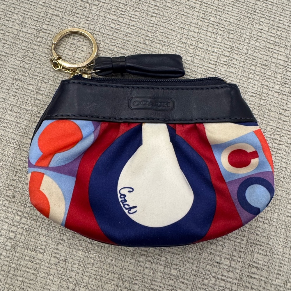 New COACH Resort Op Art mini skinny Coin Purse /Keychain